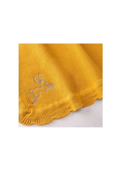 Bebek Battaniyesi 70X90 Cm Meridyendukkan Koyu Sarı -Pamuklu Bebe Sarı
