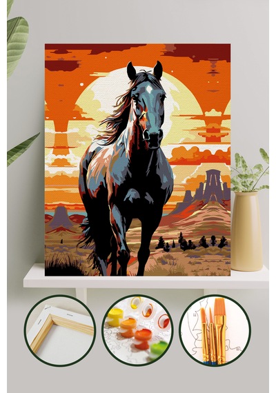 Sayılarla Boyama Tuval Seti 40x50 Cm - Siyah İnci