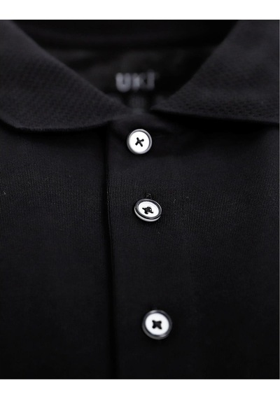 Uki Siyah Polo Yaka Süprem T-shirt Siyah