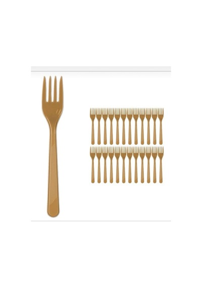 Plastik Çatal 25 Adet Gold Sarı Tüm Yaşlar
