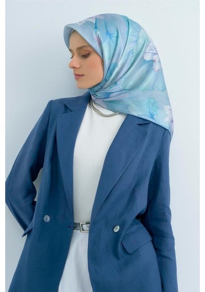 Armine İpek Eşarp 2026 Yaz - 9505-02 Soft Mavi Sura
