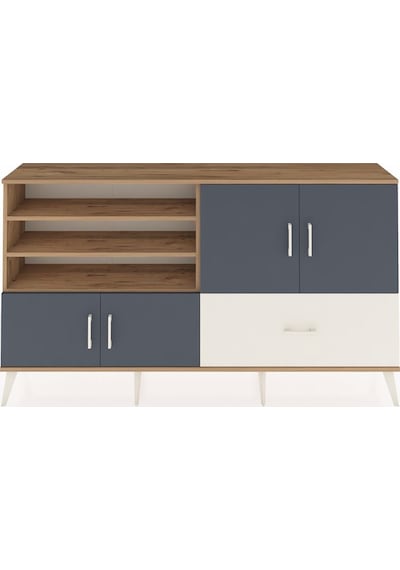 Arges Konsol 5 Raflı Tek Çekmeceli 4 Kapaklı 176x30x99 Çam-antras Çam-antrasit/aytaşı Arges Konsol 5 Raflı Tek Çekmeceli 4 Kapaklı 176x30x99 Çam-antras Çam-antrasit/aytaşı