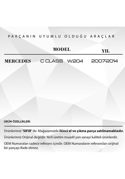 2 Adet Mercedes C Class W204 için Port Bagaj Tavan Çıta Kapak