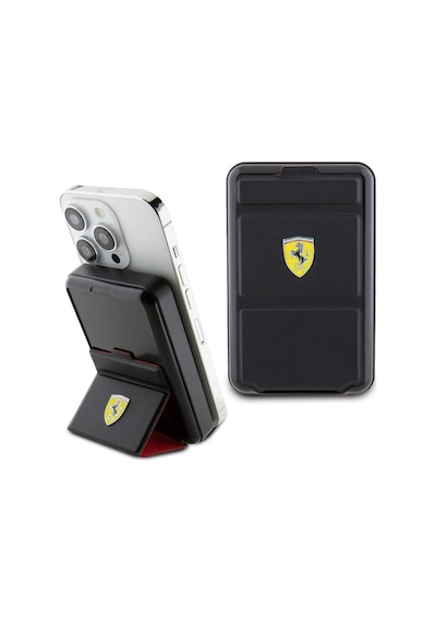Ferrari 973wp  Lisanslı M-safe Şarj Özellikli Standlı Metal Logolu Powerbank 10.000mah Siyah