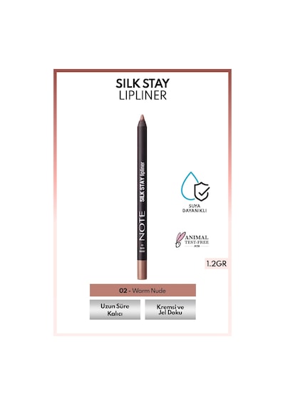 Note Cosmetics Silk Stay Lipliner Suya Dayanıklı İpeksi Dudak Kalemi - 02 Warm Nude - Nude
