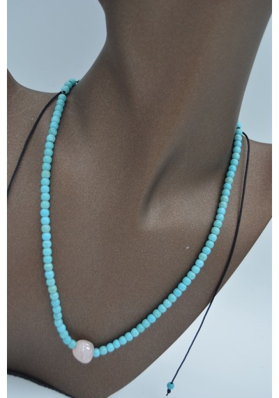 Stoneage Jewellery Pembe Kuvars Ve Turkuaz Taşlı Metalsiz Kolye N11.38914 Kırmızı