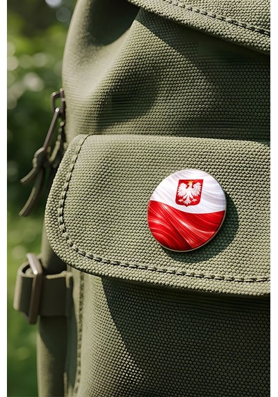Polonya Poland Abstract Ülke Bayraklı Buton Rozet - 44 MM 5 Adet Çok Renkli