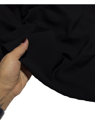 Dökümlü Likralı Kumlu Krep Kumaş 150 Cm En Kırışmaya Dayanıklı, Elbise Ve Giyimlik Kumaş Siyah