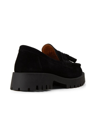 Deery Kadın Hakiki Süet Siyah Püsküllü Loafer - 02035zsyhc01 Siyah