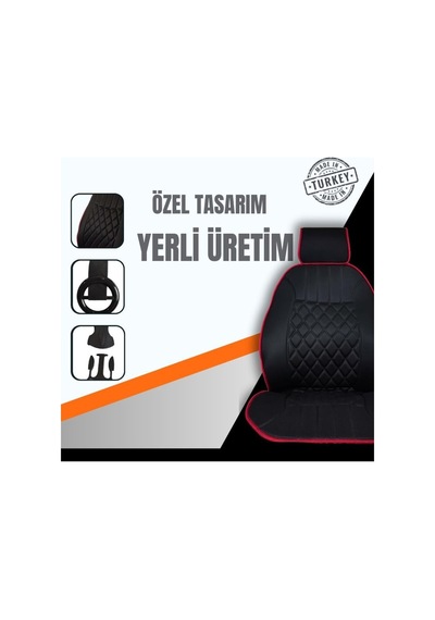 Sırt Dayamalı Ön İkili Minder Siyah-kırmızı Desen Sportif Ve Destekleyici Minder Takımı