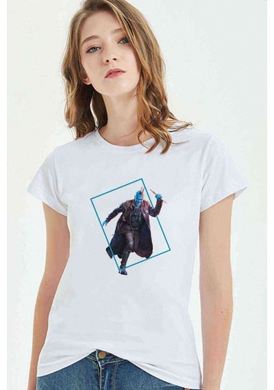 Yondu Star L Baskılı Beyaz Kadın Tshirt