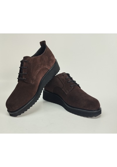 Kadın Hakiki Deri Bağcıklı Kahverengi Süet Ayakkabı Kahverengi