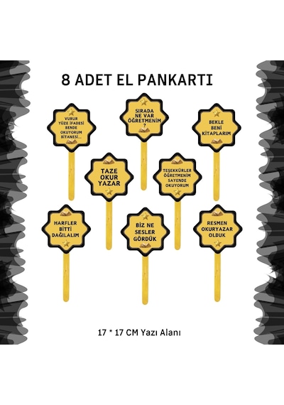 Okuma Bayramı Pano Süsü Artık Okuyorum, Yazıyorum Yazılı Siyah