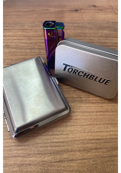 Ciyu Ticaret Torchblue Metal Çakmak ve Sigara Kutusu