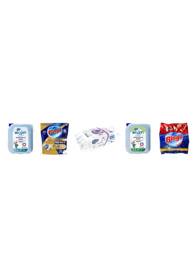 Bingo Çam.suyu Oksijen 4 L +bulaşık Tableti 40'lı+ Yüzey Tem.havlusu 96'lı + Çamaşır Suyu 4 Lt + Renkliler İçin Toz Deterjan 1.5 Kg 5'li Set Diğer