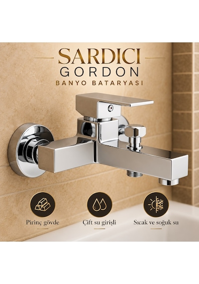 Sardıcı Gordon 3 Lü Mutfak Lavabo Banyo Batarya Seti Pirinç Gövde Çift Su Girişli Krom