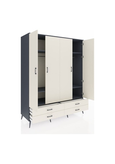 Kronos Gardrop 6 Raflı 4 Çekmeceli 2 Askılı 176x59x221 Antrasit-aytaşı Beyaz Kronos Gardrop 6 Raflı 4 Çekmeceli 2 Askılı 176x59x221 Antrasit-aytaşı Beyaz