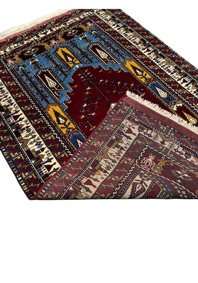 El Dokuma Sıfır Özel Koleksiyonluk Yayhalı Halısı 112x160 Kök Boya Özel Dokuma Halı Mavi