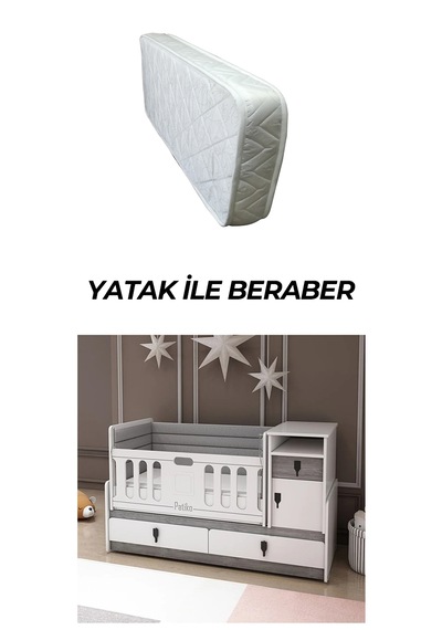 Patiko Furniture R 131 Berlin Büyüyebilen Yataklı Beşik Beyaz - Gri