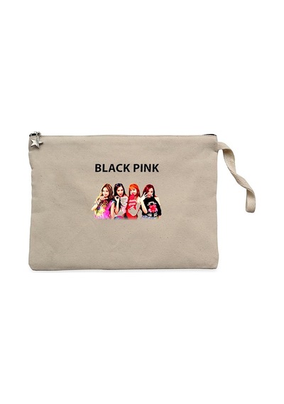 Blackpink Black Krem Clutch Astarlı Cüzdan / El Çantası Krem