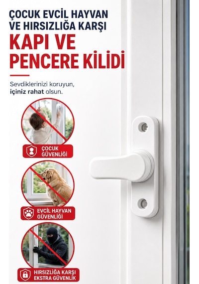 3lü Set Çocuk Pencere Emniyet Kilidi Vidalı Pvc Pimapen Güvenlik Kilidi