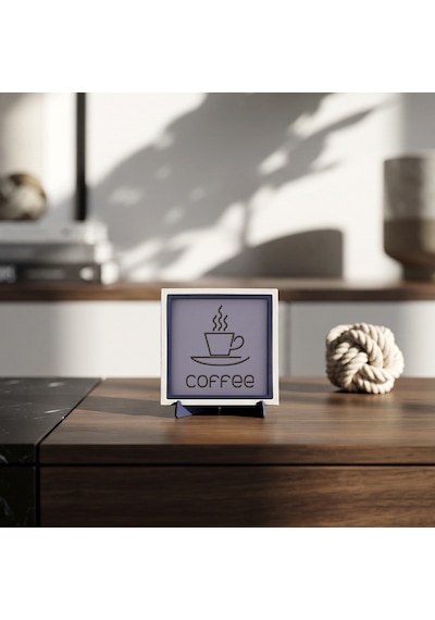 Modern Coffee Temalı Dekoratif Obje, Yaşam Alanınıza Keyif Katan Estetik Tasarım 10x10 Cm