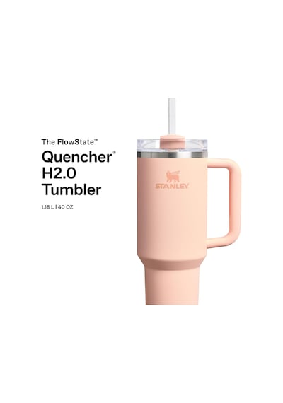 Quencher H2.0 Flowstate Pipetli Termos Bardak 1.18 Litre - Pastel Turuncu Orange Cream Paslanmaz Çelik Çok Renkli
