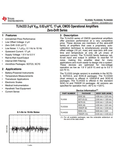 Tlv2333ıdr Cmos Operational Amplifiers