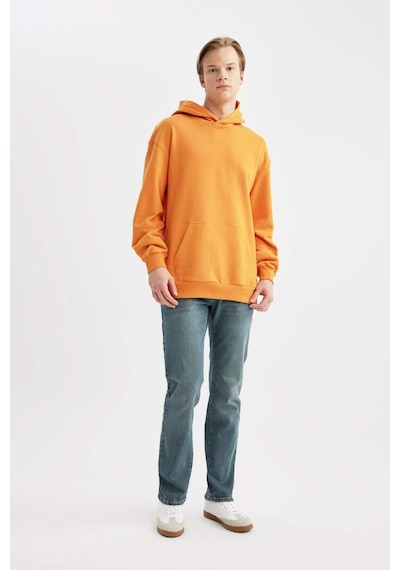 DeFacto Comfort Regular Fit Rahat Kalıp Kapüşonlu Kanguru Cepli Basic Düz Sweatshirt B4446AX24SPOG589