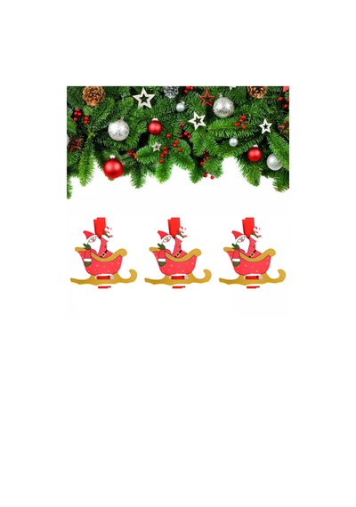 Yılbaşı Kızak Motifli Noel Baba Dekoratif Mandal 6'lı