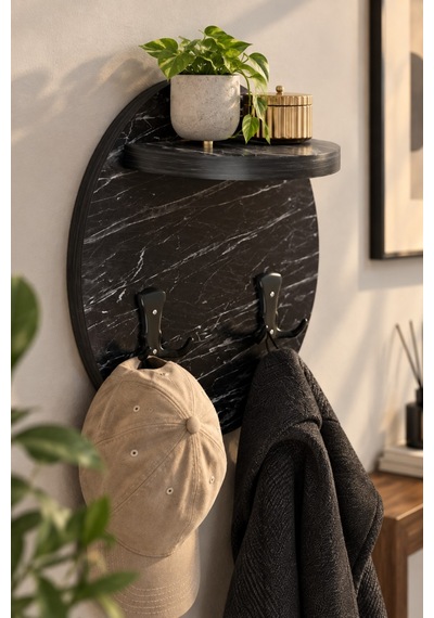 Sulorahome Siyah Duvar Askılığı Ve Mini Raf