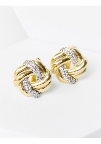 Jimmy Key Altın Rengi Düğüm Detaylı Taşlı Modern Küpe 6sw439001150