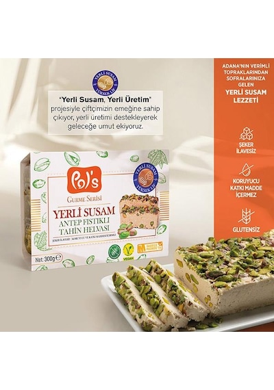 Pol's Gurme Yerli Susam Serisi Antep Fıstıklı Tahin Helvası 300 G