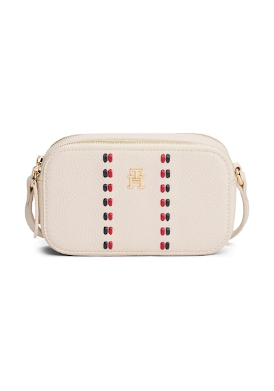 Tommy Hilfiger Kadın Çakıl Tanesi Süslemeli Fermuarlı Çapraz Askılı Bej Omuz Çantası Aw0aw18153-aeo-12897 Beyaz