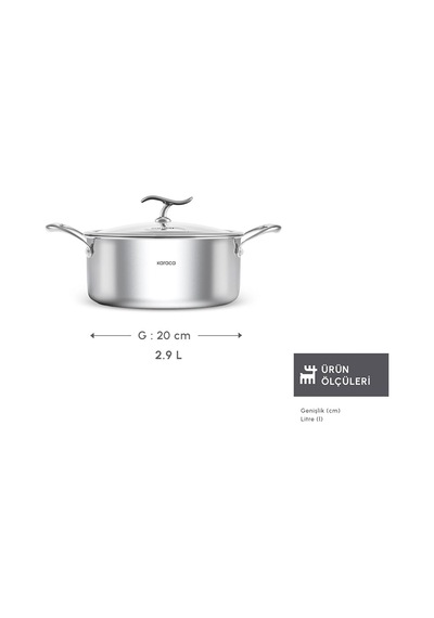 Karaca Plasma Steel 316+ 3Ply Yanmaz Yapışmaz Çelik Tencere 20 cm