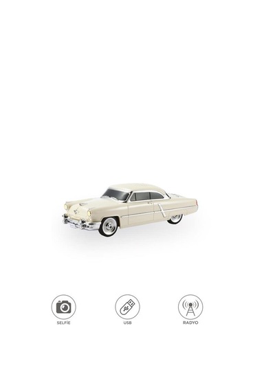 Torima D85 Bluetooth Hoparlör Retro Klasik Araba Tasarımlı 10w Fm Usb Selfie Speaker Bej