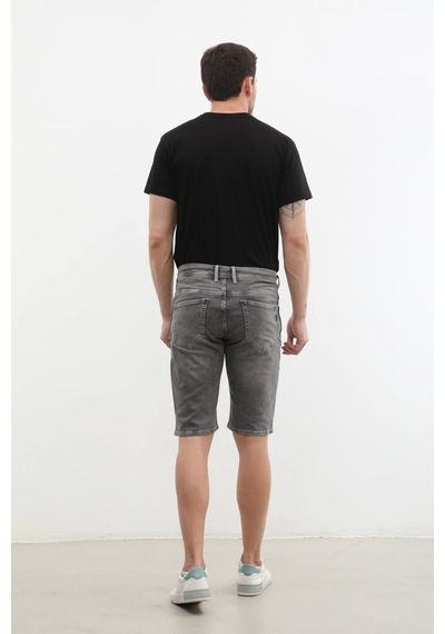 Banny Jeans Erkek Likralı Bağcıklı Jean Şort GRİ