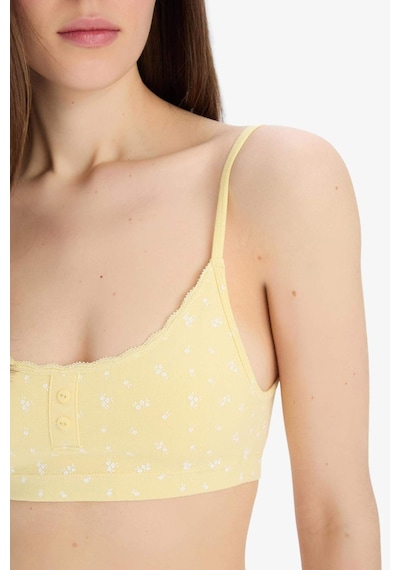 Defacto Kadın 2li Takım Desenli Seamles Kumaş Bralet Külot-fall İn Love E6601ax25smyl118 Sarı