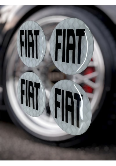 Fiat Jant Göbeği Damla Etiket 4 Lü Oto Universal Jant Göbeği 3d Jant Arması Damla Sticker Seti Çok Renkli