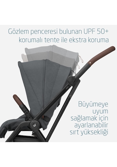 Maxi-Cosi Leona2 Çift Yönlü Uzatılabilir Sırt Desteği Tam Yatabilir Seyahat Sistem Olabilen  Bebek Arabası Twillic Graphite