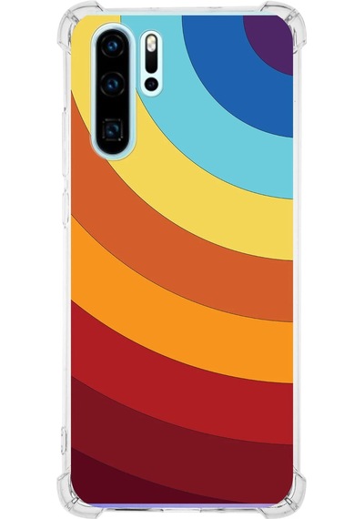 Huawei P30 Pro Köşe Korumalı Renk Cümbüşü A Tasarımlı Şeffaf Silikon Kılıf