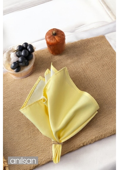 Tekli %100 Pamuk Kumaş Peçete Açık Sarı 50x50 Cm Mutfak Bezi Sofra Sunum Servis Peçetesi