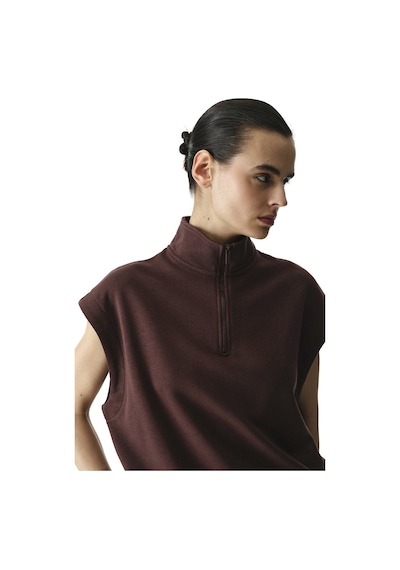 Penti Kahverengi Yarım Fermuarlı Kısa Kollu Pamuklu Sweatshirt
