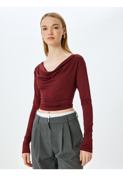 Koton Uzun Kollu Degaje Yaka Slim Fit Tişört Bordo 5sal10388ık Bordo Koton Uzun Kollu Degaje Yaka Slim Fit Tişört Bordo 5sal10388ık Bordo
