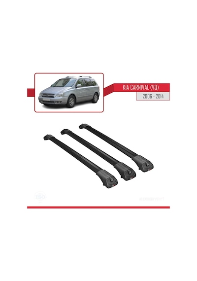 Kia Carnival Vq 2006-2014 Arası İle Uyumlu Ace-1 Ara Atkı Tavan Barı Siyah 3 Adet Bar