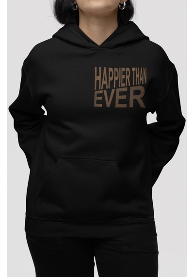 Sevbano Billie Eilish Happier Than Ever Şarkıcı Sırt Baskılı Unisex Overs Siyah