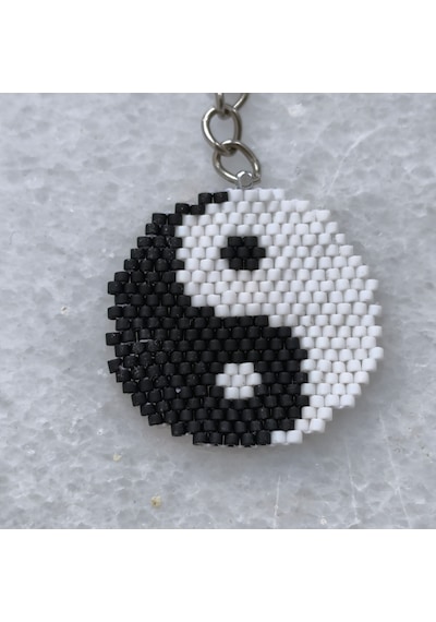 Yin Yang Miyuki Anahtarlık&çanta Süsü Siyah - Beyaz