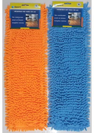 2 Adet Spark Makarna Mop Ucu Mikrofiber Paspas Yedeği 50 Cm