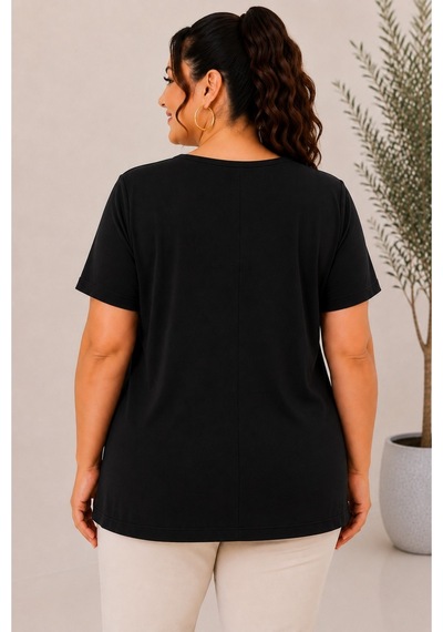 Paw Garage Kadın Büyük Beden Günlük Bluz - Kare Yaka Kısa Kol Bluz 3xl Sıyah 3xl Sıyah Pwgdad5118