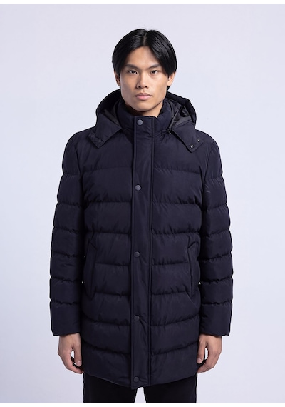 Dufy Erkek Slim Fit Kapüşonlu Lacivert Mont-18155
